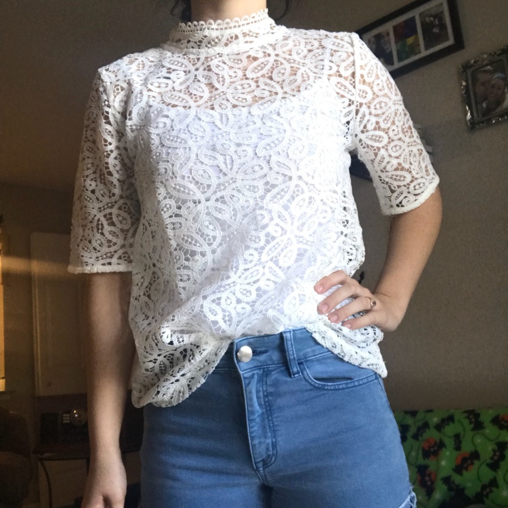 Ann Taylor loft lace shirt